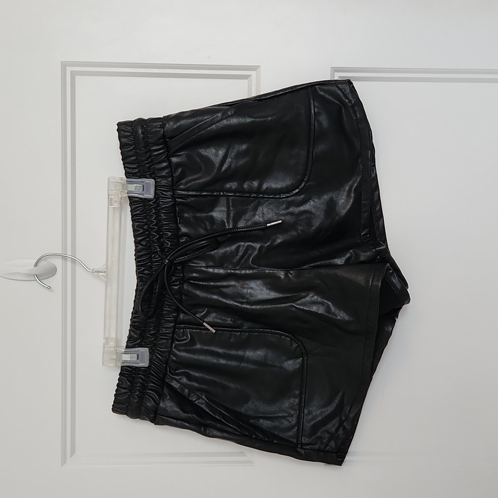 Womens faux leather shorts, size L